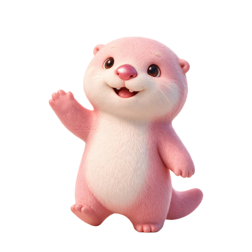 Olee the friendly otter waving hello